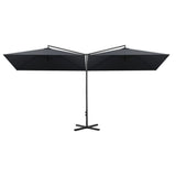 Vidaxl Parasol Double con polo in acciaio 600x300 cm antracite