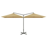 Vidaxl Parasol dubbel med stålstång 600x300 cm taupe