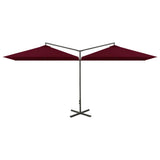 Vidaxl parasol double avec poteau en acier 600x300 cm Bordeaux rouge