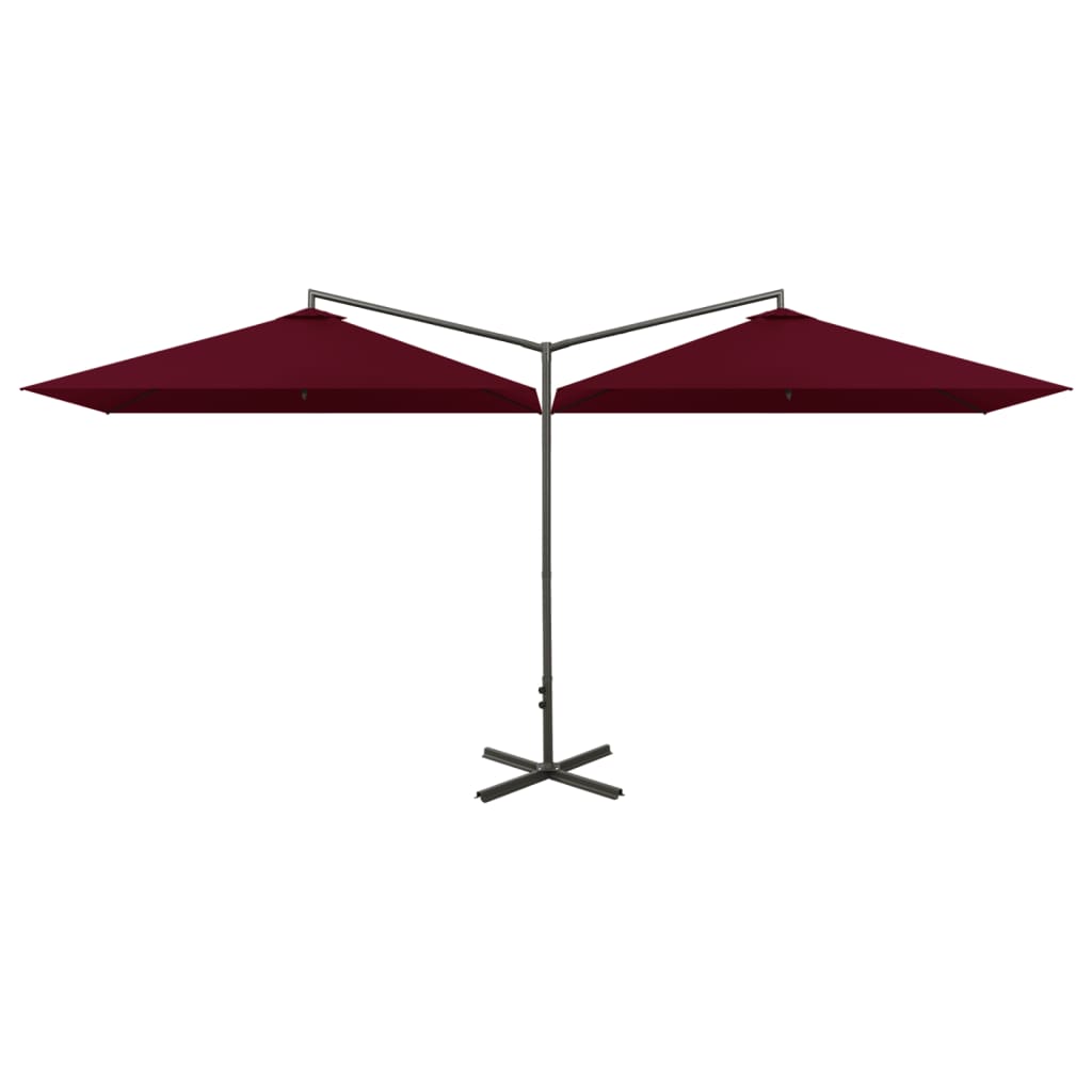 Vidaxl Parasol podwójny ze stalowym biegunem 600x300 cm Bordeaux Red