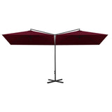 Vidaxl parasol double avec poteau en acier 600x300 cm Bordeaux rouge