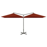 Vidaxl parasol double avec poteau en acier 600x300 cm en terre cuite -colored
