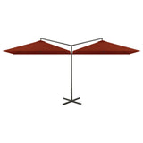 Vidaxl Parasol podwójny ze stalowym słupem 600x300 cm terakott -colored