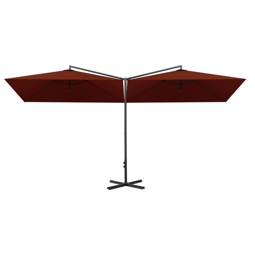 Vidaxl Parasol Double mit Stahlpol 600x300 cm Terrakotta -gelöscht