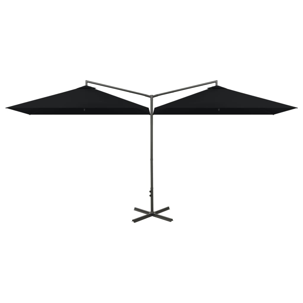 Vidaxl parasol podwójny ze stalowym biegunem 600x300 cm czarny