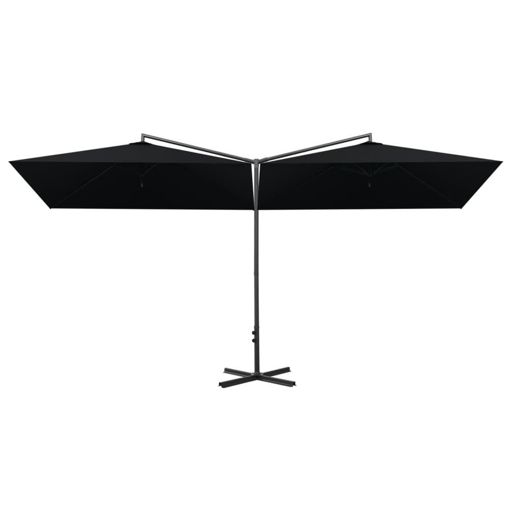 Vidaxl Parasol dobbel med stålstang 600x300 cm svart