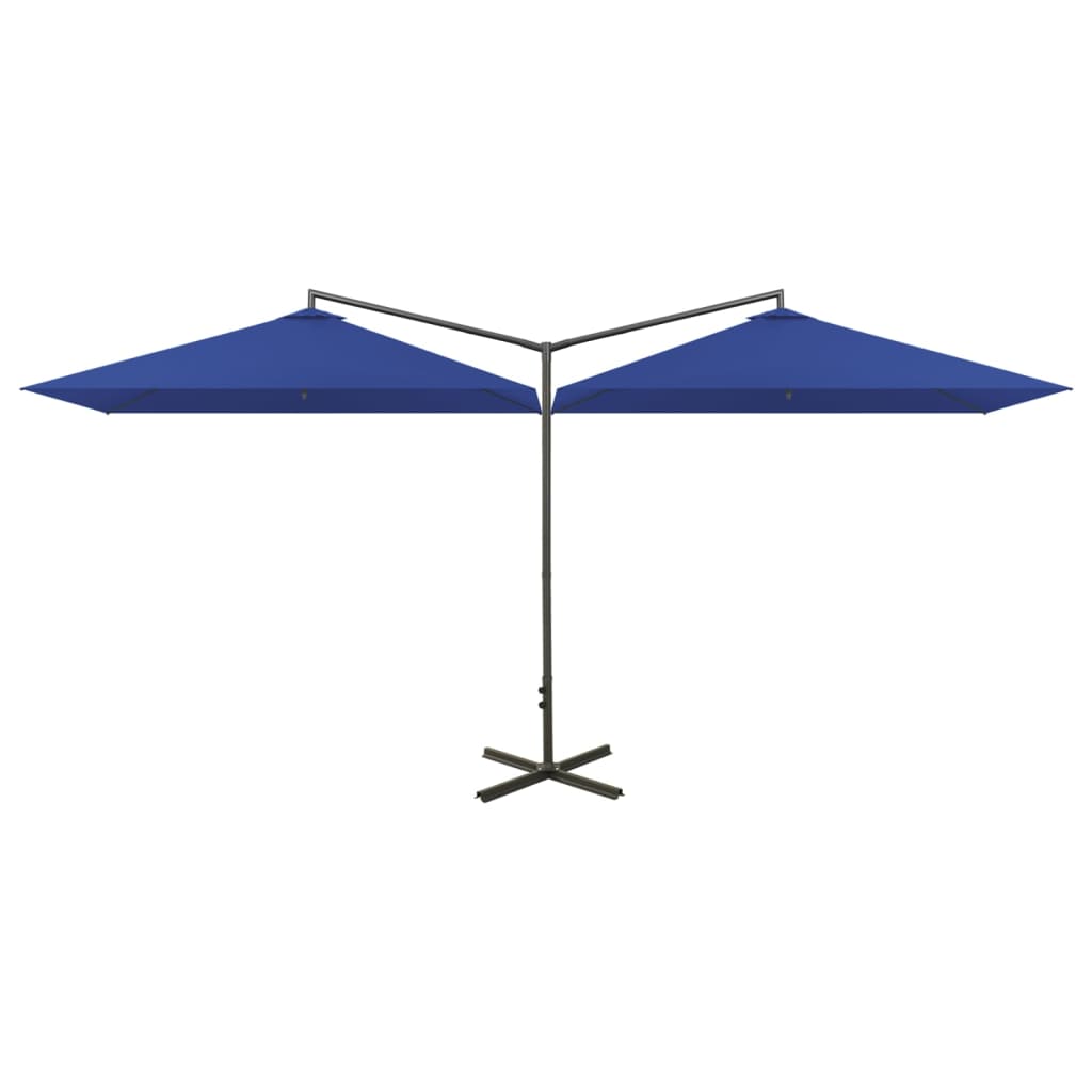 Vidaxl Parasol podwójny ze stalowym biegunem 600x300 cm Azure Blue