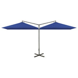 Vidaxl parasol double avec poteau en acier 600x300 cm bleu azure