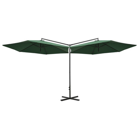 Vidaxl parasol double avec poteau en acier 600 cm vert