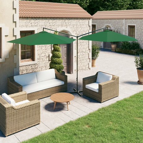 Vidaxl parasol double avec poteau en acier 600 cm vert