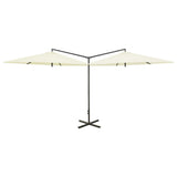 Vidaxl parasol double avec poteau en acier 600 cm sable -colore