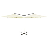 Vidaxl parasol dubbel met stalen paal 600 cm zandkleurig