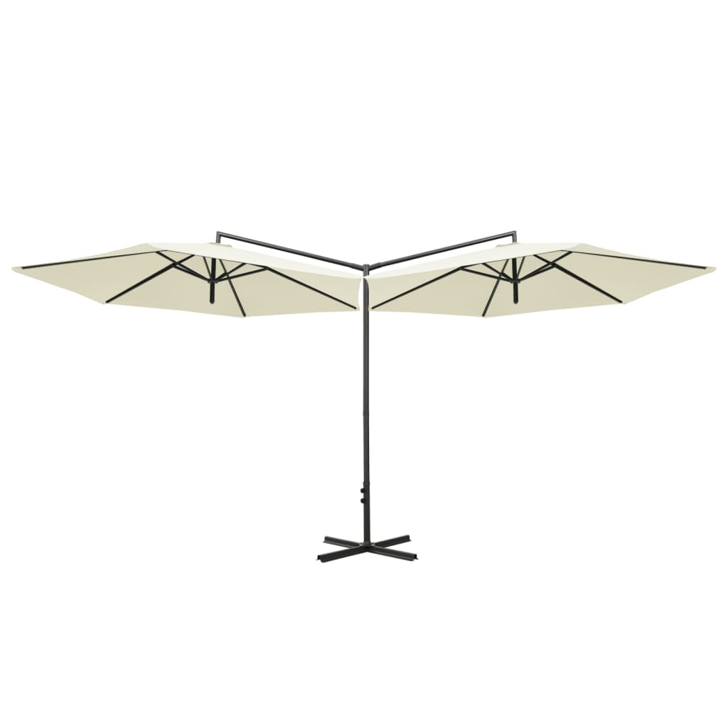 VidaXL parasol double with steel pole 600 cm sand -colored