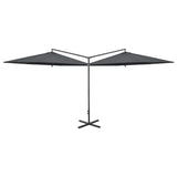 Vidaxl parasol double avec poteau en acier 600 cm anthracite -colored