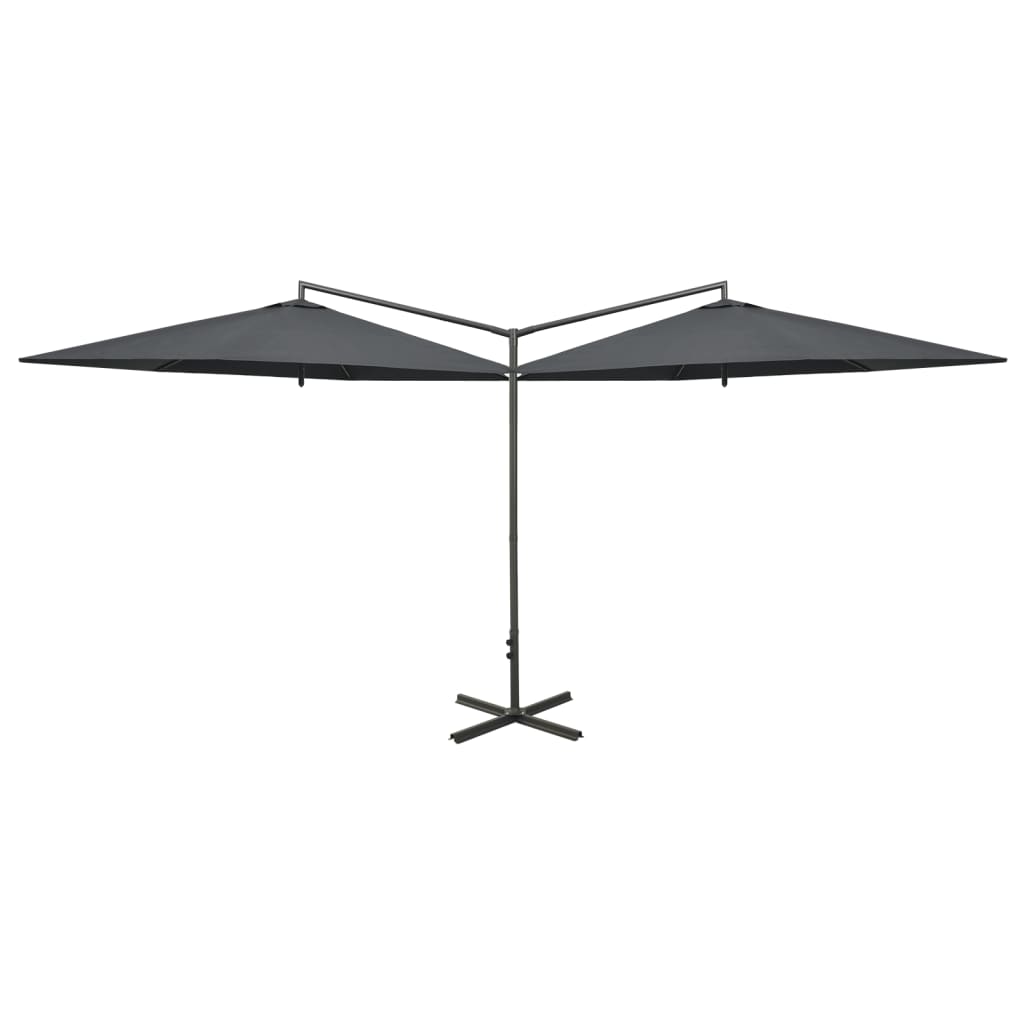 Bidaxl Parasol dubbel med stålstång 600 cm Anthracite -färgad