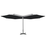 Vidaxl parasol double avec poteau en acier 600 cm anthracite -colored