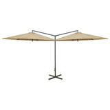 Vidaxl Parasol dobbelt med stålstang 600 cm taupe