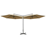 Vidaxl Parasol Double with steel pole 600 cm Taupe