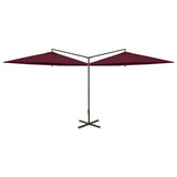 Vidaxl Parasol Double con polo de acero 600 cm Burdeos rojo