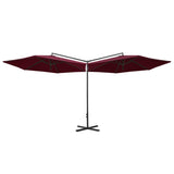 Vidaxl Parasol Double con polo de acero 600 cm Burdeos rojo