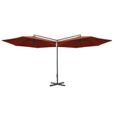 Vidaxl parasol double with steel pole 600 cm terracotta -colored