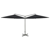 Vidaxl parasol double avec poteau en acier 600 cm noir
