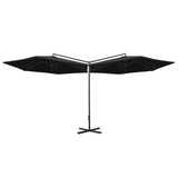 Vidaxl parasol double avec poteau en acier 600 cm noir