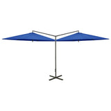 Vidaxl parasol double avec poteau en acier 600 cm azure bleu