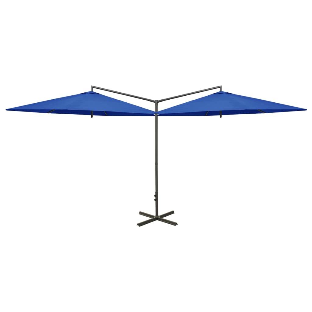 Vidaxl Parasol Double con palo in acciaio 600 cm azzurro blu