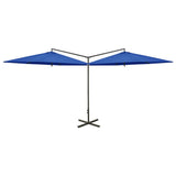 Vidaxl parasol dubbel met stalen paal 600 cm azuurblauw