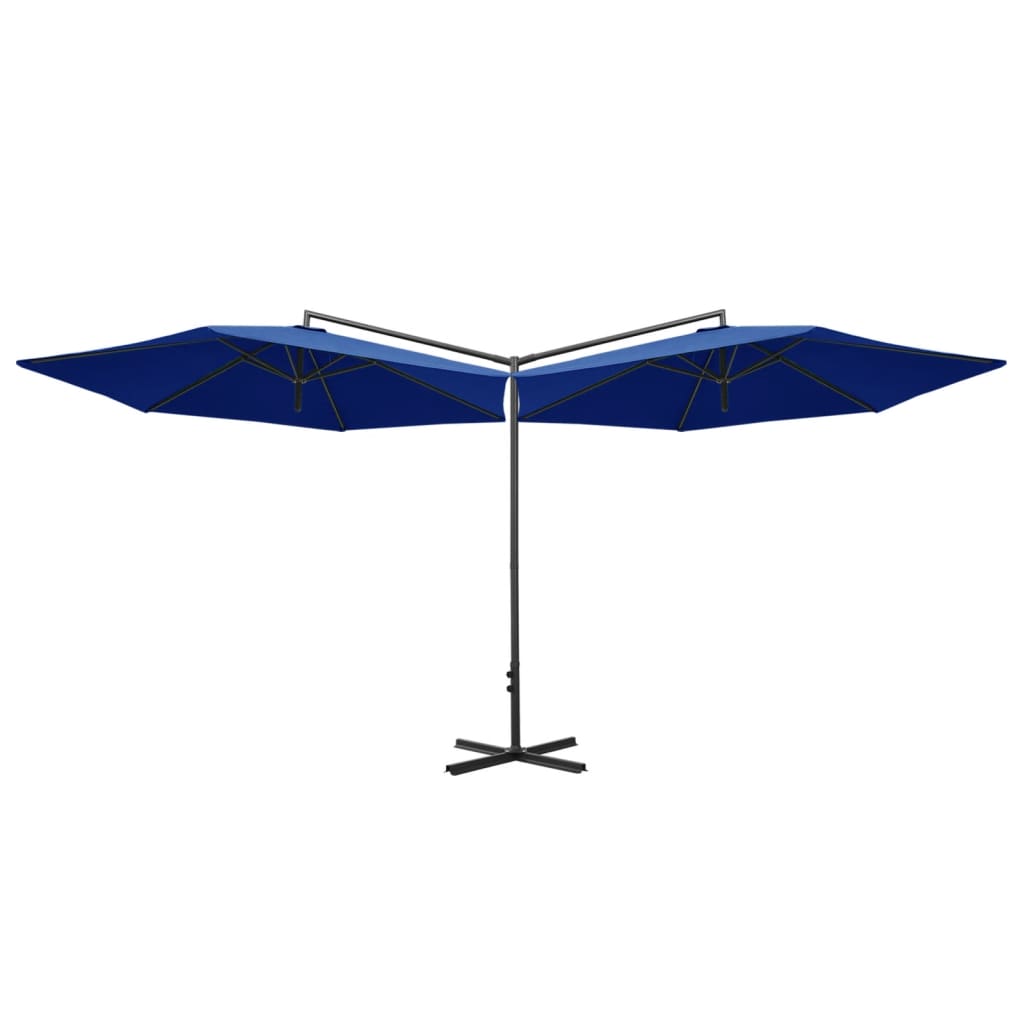 Vidaxl Parasol podwójny ze stalowym biegunem 600 cm Azure Blue