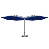 Vidaxl Parasol Double con polo de acero 600 cm azul azul