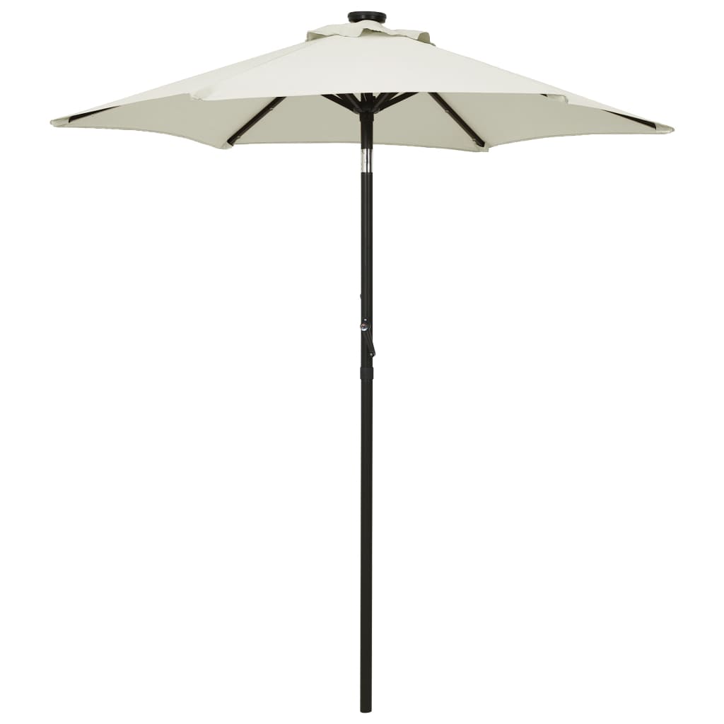 Vidaxl Parasol med LED-belysning 200x211 cm aluminiumsandfärgad