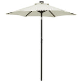 Vidaxl Parasol med LED-belysning 200x211 cm aluminiumsandfärgad