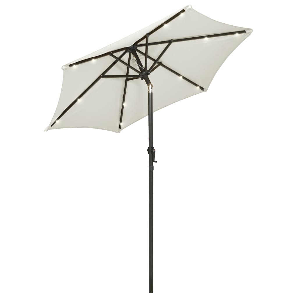 Vidaxl parasol s LED osvětlením 200x211 cm hliníkový písek-zbarvený