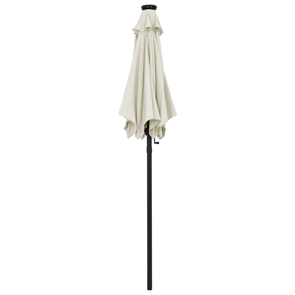 Vidaxl-parasol med LED-belysning 200x211 cm aluminiums sandfarget