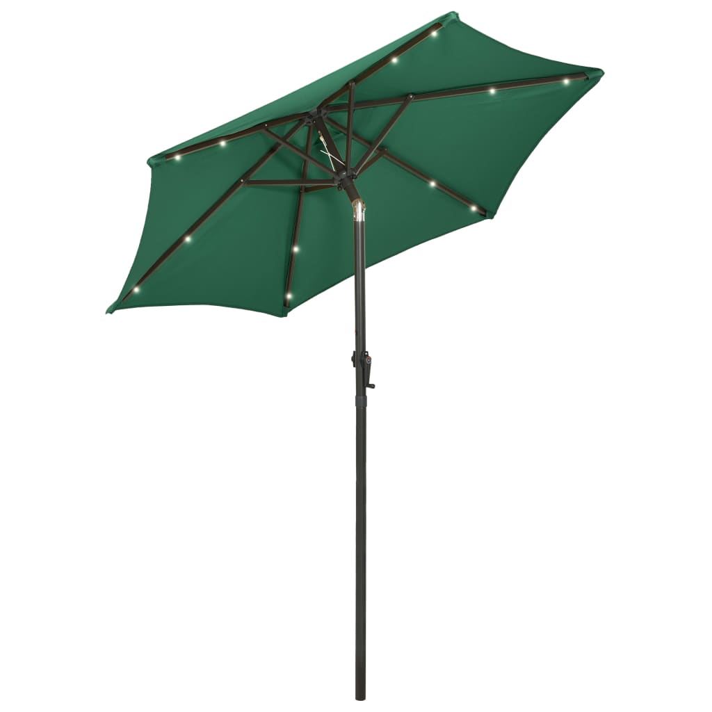 Vidaxl parasol met led-verlichting 200x211 cm aluminium groen