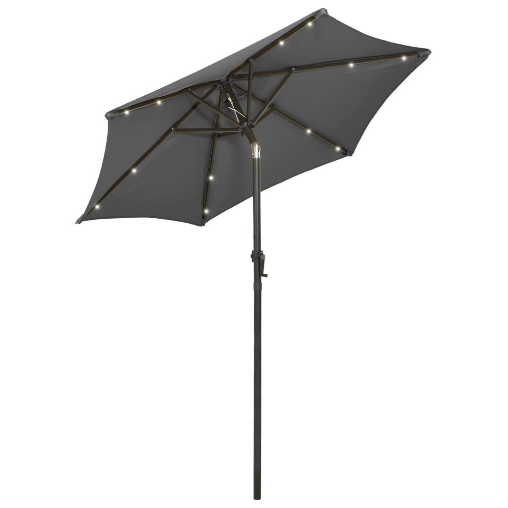 Vidaxl -parasol med LED -belysning 200x211 cm aluminiumantracitfärg