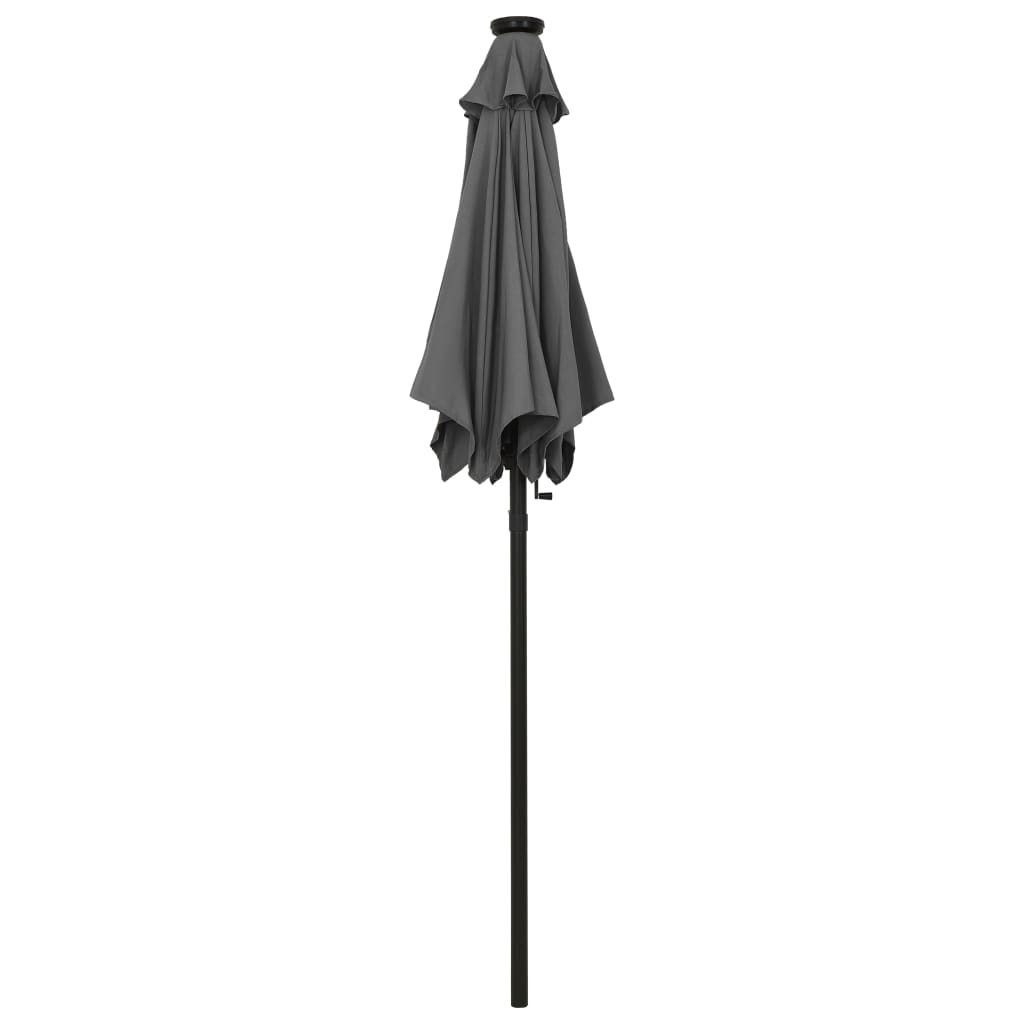 Vidaxl -parasol med LED -belysning 200x211 cm aluminiumantracitfärg