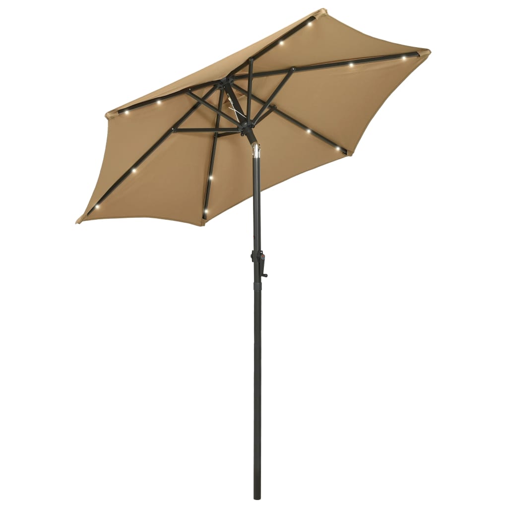 Vidaxl Parasol con illuminazione a LED 200x211 cm Taupe in alluminio