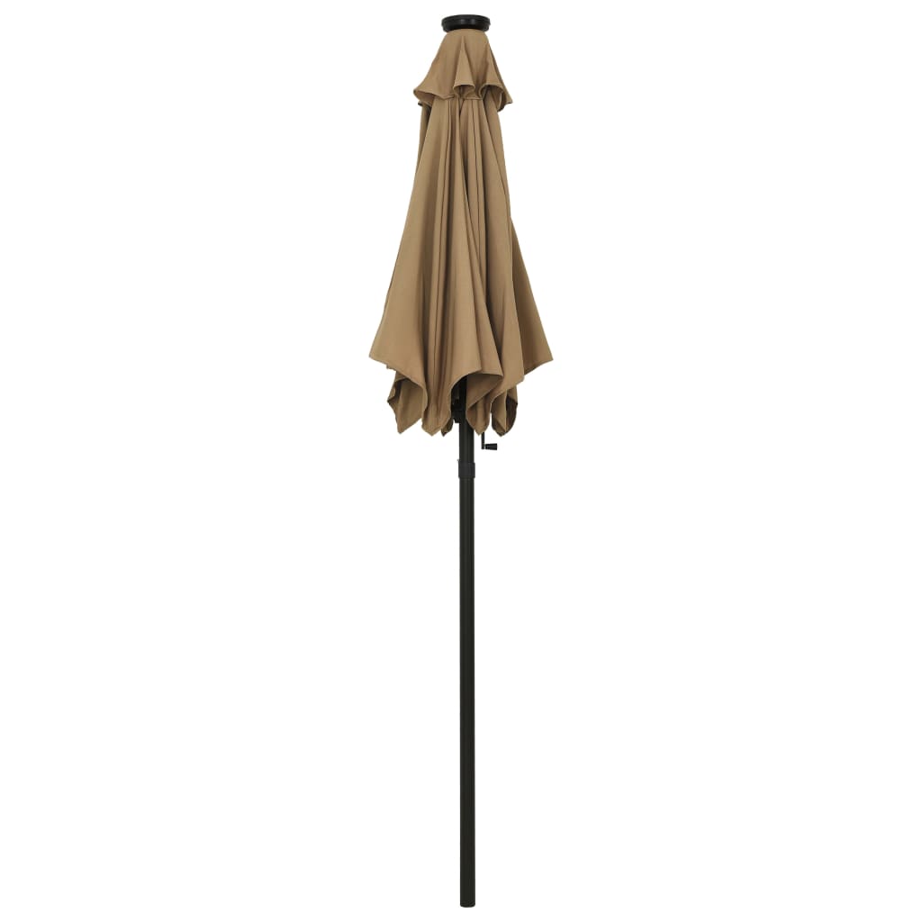 Vidaxl Parasol z LED osvetlitvijo 200x211 cm aluminijasta taupe