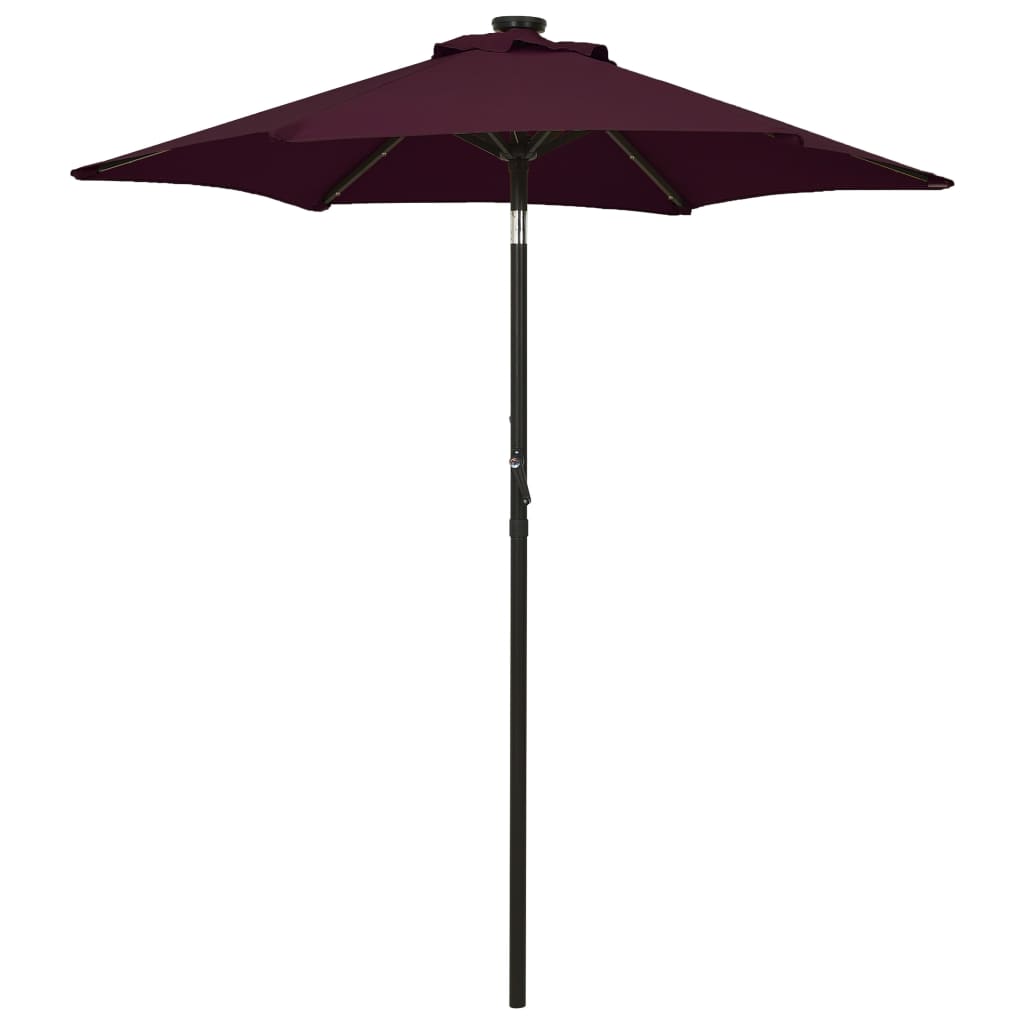 Vidaxl Parasol con iluminación LED 200x211 cm de aluminio Borgoña rojo