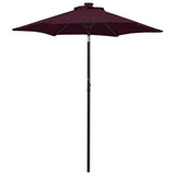 Vidaxl -parasol med LED -belysning 200x211 cm aluminium burgunder rød