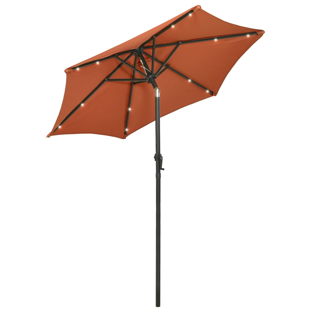 VIDAXL -parasol med LED -belysning 200x211 cm aluminiumterrakotta