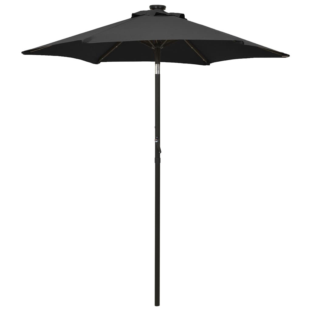 Vidaxl -parasol med LED -belysning 200x211 cm aluminium sort