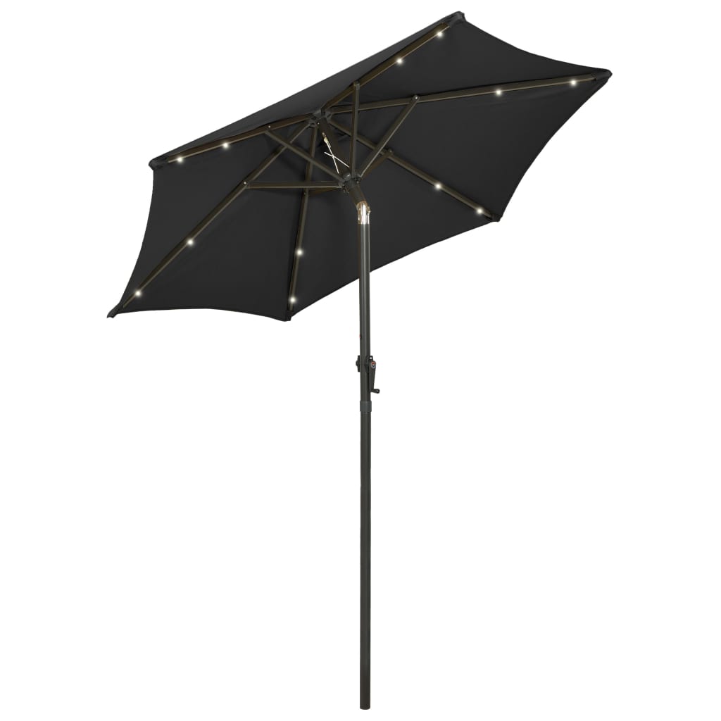 Vidaxl Parasol con iluminación LED 200x211 cm de aluminio negro