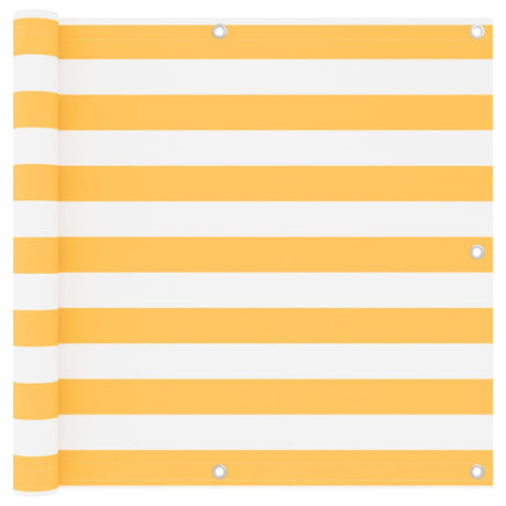 Écran de balcon Vidaxl 90x500 cm Tissu oxford blanc et jaune
