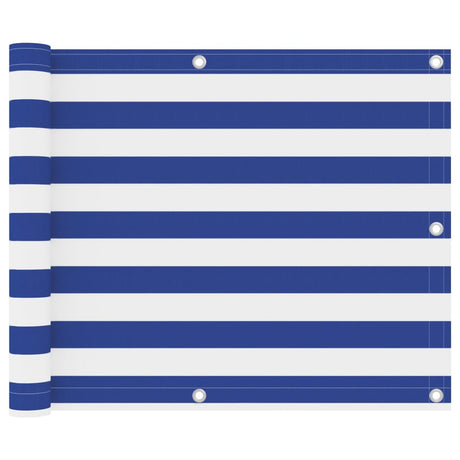 Écran de balcon Vidaxl 75x300 cm Oxford tissu blanc et bleu