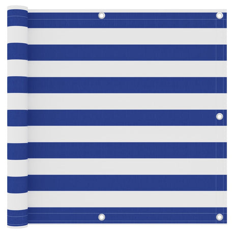 Écran de balcon Vidaxl 90x400 cm Oxford tissu blanc et bleu