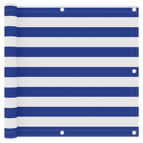 Écran de balcon Vidaxl 90x500 cm Oxford tissu blanc et bleu